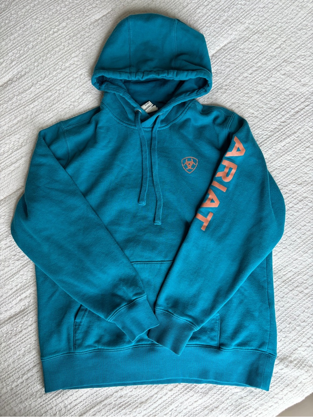 Ariat Teal Crewneck Hoodie with Coral Logo Detail